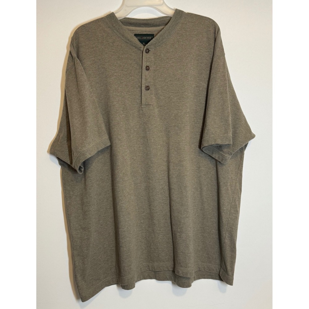 Hill & Archer Mens XL Olive Green Short Sleeve Henley Shirt 100% Cotton
